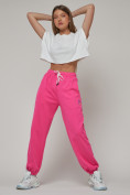 Купить Джоггеры спортивные трикотажные женские розового цвета 053R, фото 8