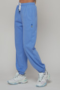 Купить Джоггеры спортивные трикотажные женские синего цвета 053S, фото 10