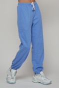 Купить Джоггеры спортивные трикотажные женские синего цвета 053S, фото 11
