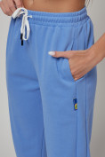 Купить Джоггеры спортивные трикотажные женские синего цвета 053S, фото 14