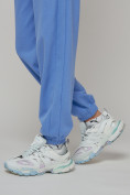 Купить Джоггеры спортивные трикотажные женские синего цвета 053S, фото 15