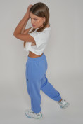 Купить Джоггеры спортивные трикотажные женские синего цвета 053S, фото 8
