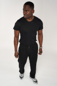 Купить Брюки штаны спортивные с карманами мужские черного цвета 061Ch, фото 7