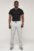 Купить Брюки штаны спортивные с карманами мужские светло-серого цвета 061SS
