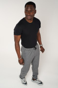 Купить Брюки джоггеры спортивные с карманами мужские серого цвета 062Sr, фото 7