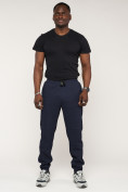 Купить Брюки джоггеры спортивные с карманами мужские темно-синего цвета 062TS