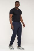Купить Брюки джоггеры спортивные с карманами мужские темно-синего цвета 062TS, фото 2