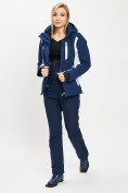 Купить Горнолыжный костюм женский темно-синего цвета 077034TS, фото 4