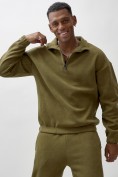 Купить Олимпийка мужской демисезонный на флисе УЦЕНКА хаки цвета 0876Kh, фото 3