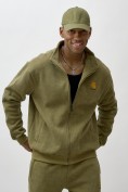 Купить Олимпийка мужская демисезонная на флисе УЦЕНКА хаки цвета 0877Kh, фото 3