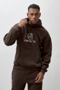 Купить Олимпийка мужская демисезонная на флисе УЦЕНКА коричневого цвета 0892K, фото 3