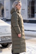 Купить Пальто утепленное женское зимнее УЦЕНКА хаки цвета 0901Kh, фото 2