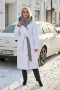 Купить Пальто утепленное женское зимнее двухстороннее УЦЕНКА белого цвета 0902Bl, фото 4