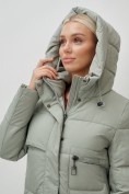 Купить Пальто утепленное стеганное зимнее женское УЦЕНКА зеленого цвета 0910Z, фото 4