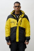Купить Горнолыжная куртка мужская УЦЕНКА желтого цвета 0913J