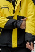 Купить Горнолыжная куртка мужская УЦЕНКА желтого цвета 0913J, фото 6