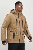 Купить Горнолыжная куртка мужская УЦЕНКА бежевого цвета 0914B, фото 4