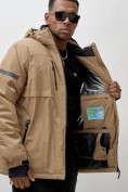 Купить Горнолыжная куртка мужская УЦЕНКА бежевого цвета 0915B, фото 8