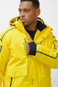 Купить Горнолыжная куртка мужская УЦЕНКА желтого цвета 0916J, фото 5