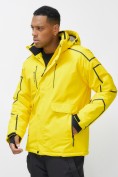 Купить Горнолыжная куртка мужская УЦЕНКА желтого цвета 0916J, фото 3