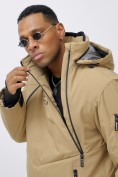 Купить Горнолыжная куртка мужская УЦЕНКА бежевого цвета 0920B, фото 7