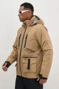 Купить Горнолыжная куртка мужская УЦЕНКА бежевого цвета 0924B, фото 2