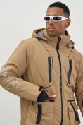 Купить Горнолыжная куртка мужская УЦЕНКА бежевого цвета 0924B, фото 6