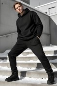 Купить Спортивный костюм мужской демисезонный на флисе УЦЕНКА черного цвета 0936Ch