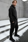 Купить Спортивный костюм мужской демисезонный на флисе УЦЕНКА черного цвета 0936Ch, фото 4