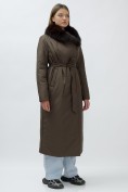 Купить Пальто зимнее женское УЦЕНКА коричневого цвета 0947K, фото 3