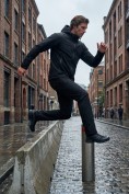 Купить Мужской костюм спортивный софтшелл с флисом и мембраной черного цвета 09611Ch, фото 8