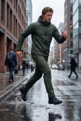 Купить Мужской костюм спортивный софтшелл с флисом и мембраной цвета хаки 09611Kh, фото 2