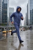 Купить Мужской костюм спортивный софтшелл с флисом и мембраной синего цвета 09611S, фото 2