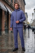 Купить Мужской костюм спортивный софтшелл с флисом и мембраной синего цвета 09611S, фото 3