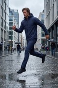 Купить Мужской костюм спортивный софтшелл с флисом и мембраной темно-синего цвета 09611TS, фото 2