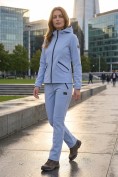Купить Женский костюм из софтшелла с флисом и мембраной — утепленный голубого цвета 09612Gl, фото 8
