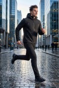 Купить Мужской костюм из софтшелла с флисом и мембраной — утепленный черного цвета 09613Ch, фото 8