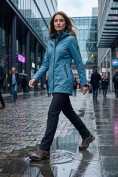 Купить Женский костюм спортивный софтшелл с флисом и мембраной бирюзового цвета 09614Br
