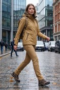 Купить Женский костюм из софтшелла с флисом и мембраной — утепленный горчичного цвета 09616G, фото 8