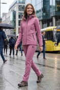 Купить Женский костюм из софтшелла с флисом и мембраной — утепленный малинового цвета 09616M