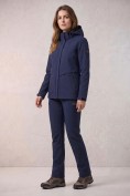 Купить Женский костюм из софтшелла с флисом и мембраной — утепленный темно-синего цвета 09616TS, фото 6