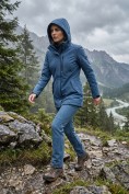 Купить Женский костюм спортивный софтшелл с флисом и мембраной синего цвета 09618S