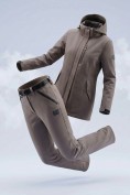 Купить Женский костюм спортивный софтшелл с флисом и мембраной темно-серого цвета 09618TC, фото 3
