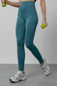Купить Легинсы для фитнеса женские бирюзового цвета 1001Br, фото 13