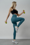 Купить Легинсы для фитнеса женские бирюзового цвета 1001Br, фото 14