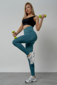 Купить Легинсы для фитнеса женские бирюзового цвета 1001Br, фото 19