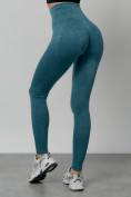 Купить Легинсы для фитнеса женские бирюзового цвета 1001Br, фото 4