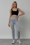 Купить Легинсы для фитнеса женские серого цвета 1001Sr, фото 14
