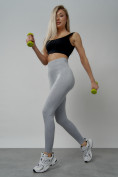 Купить Легинсы для фитнеса женские серого цвета 1001Sr, фото 16