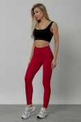 Купить Легинсы для фитнеса женские красного цвета 1005Kr, фото 12